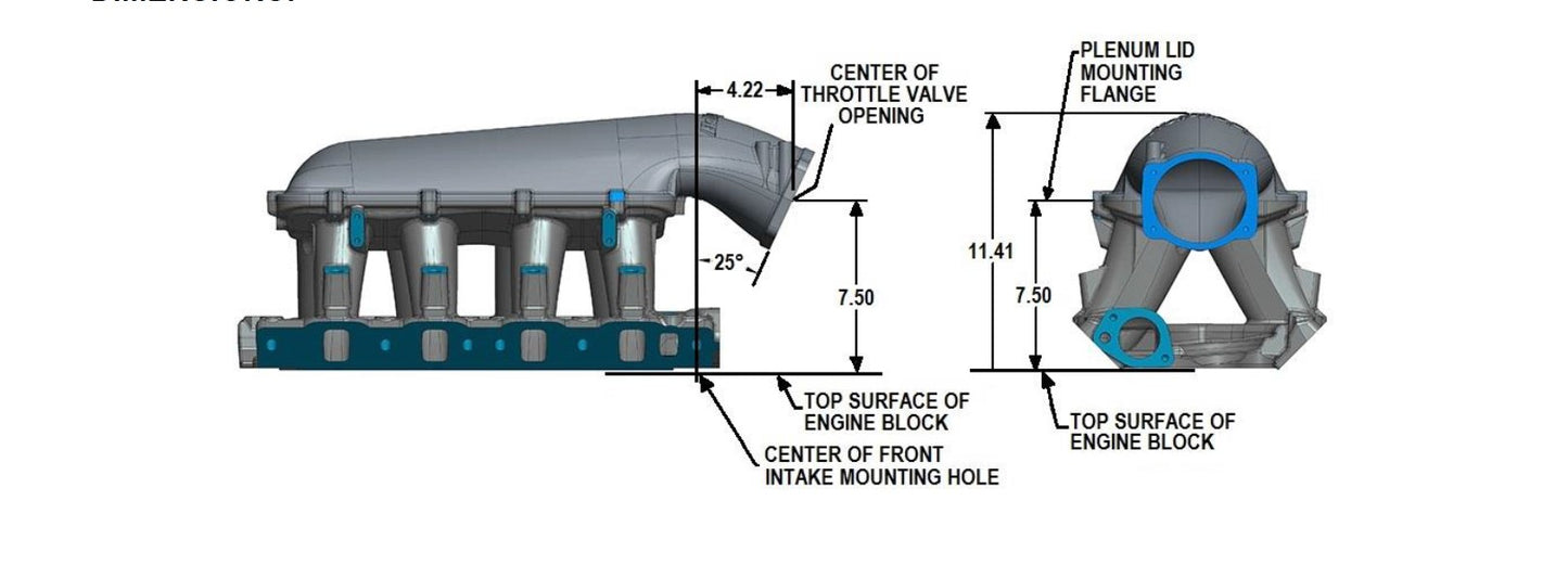 351W Ford Hi-Ram EFI Manifold 105mm LS Throttle Body Flange Top