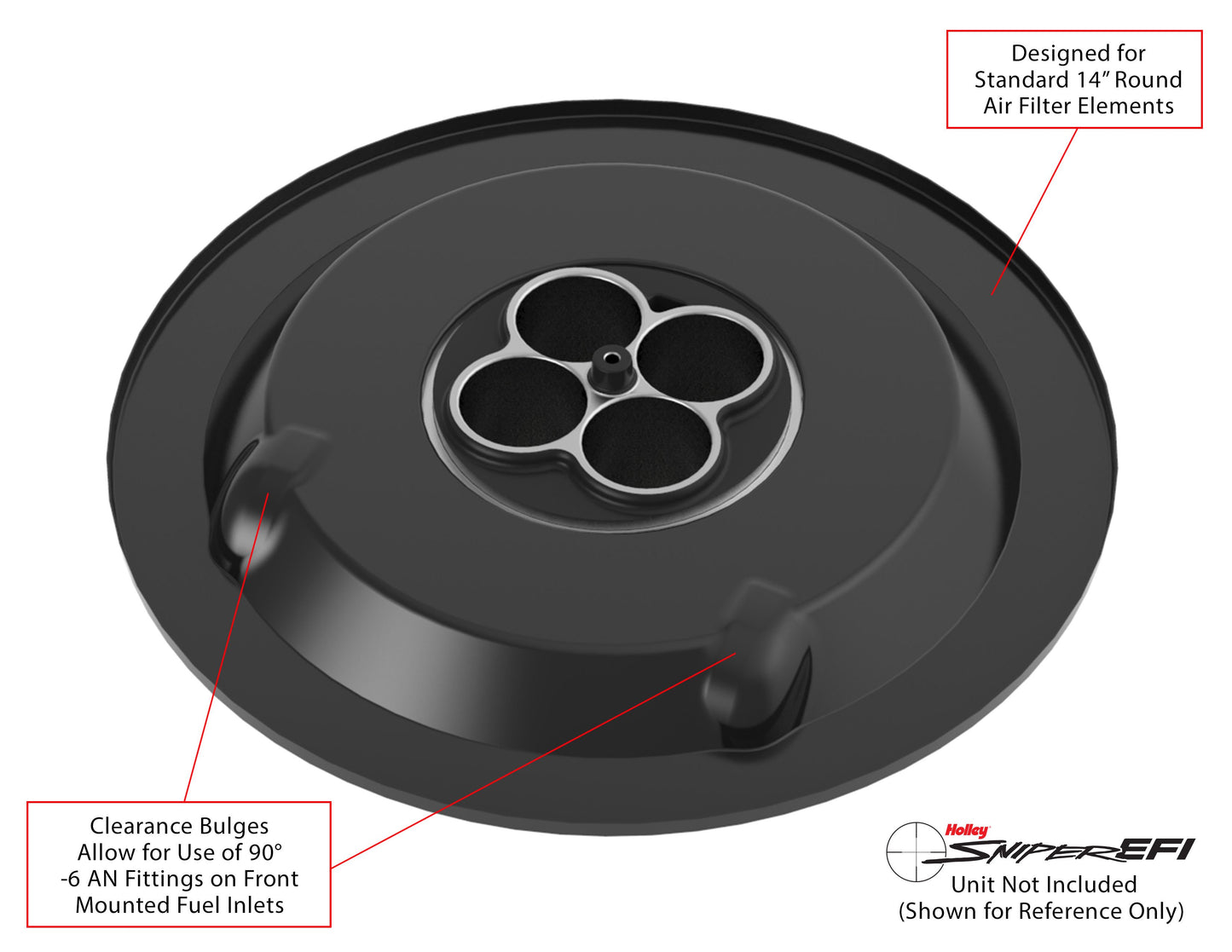 Sniper Air Cleaner Assembly, 14" x 4" - Black Finish