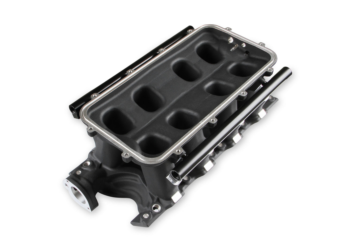 8.2" SBF Ford Hi-Ram Intake Manifold with 95mm LS Throttle Body Flange Top. Black Finish