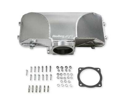 HI-RAM 95MM Fabricated Side Mount Plenum Top - Silver Finish- 86-95 Ford 5.0 Style