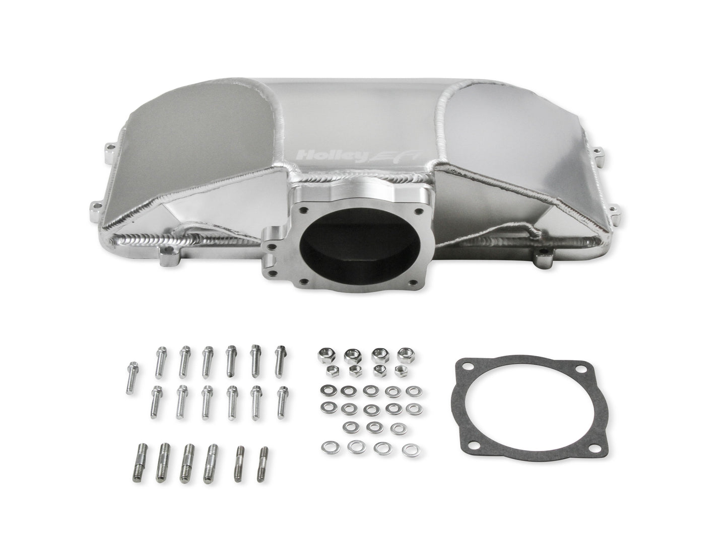 HI-RAM 95MM Fabricated Side Mount Plenum Top - Silver Finish- 86-95 Ford 5.0 Style