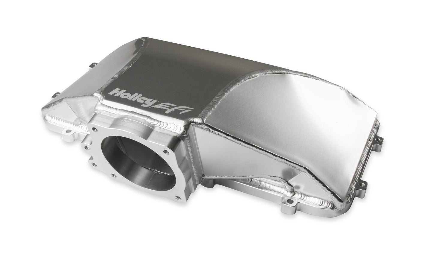 HI-RAM 95MM Fabricated Side Mount Plenum Top - Silver Finish- 86-95 Ford 5.0 Style