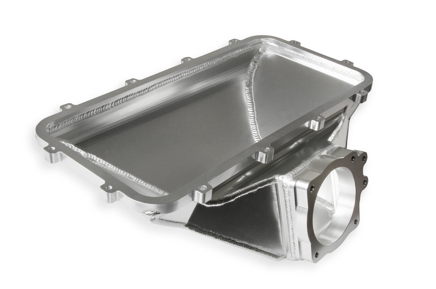 HI-RAM 95MM Fabricated Side Mount Plenum Top - Silver Finish- 86-95 Ford 5.0 Style