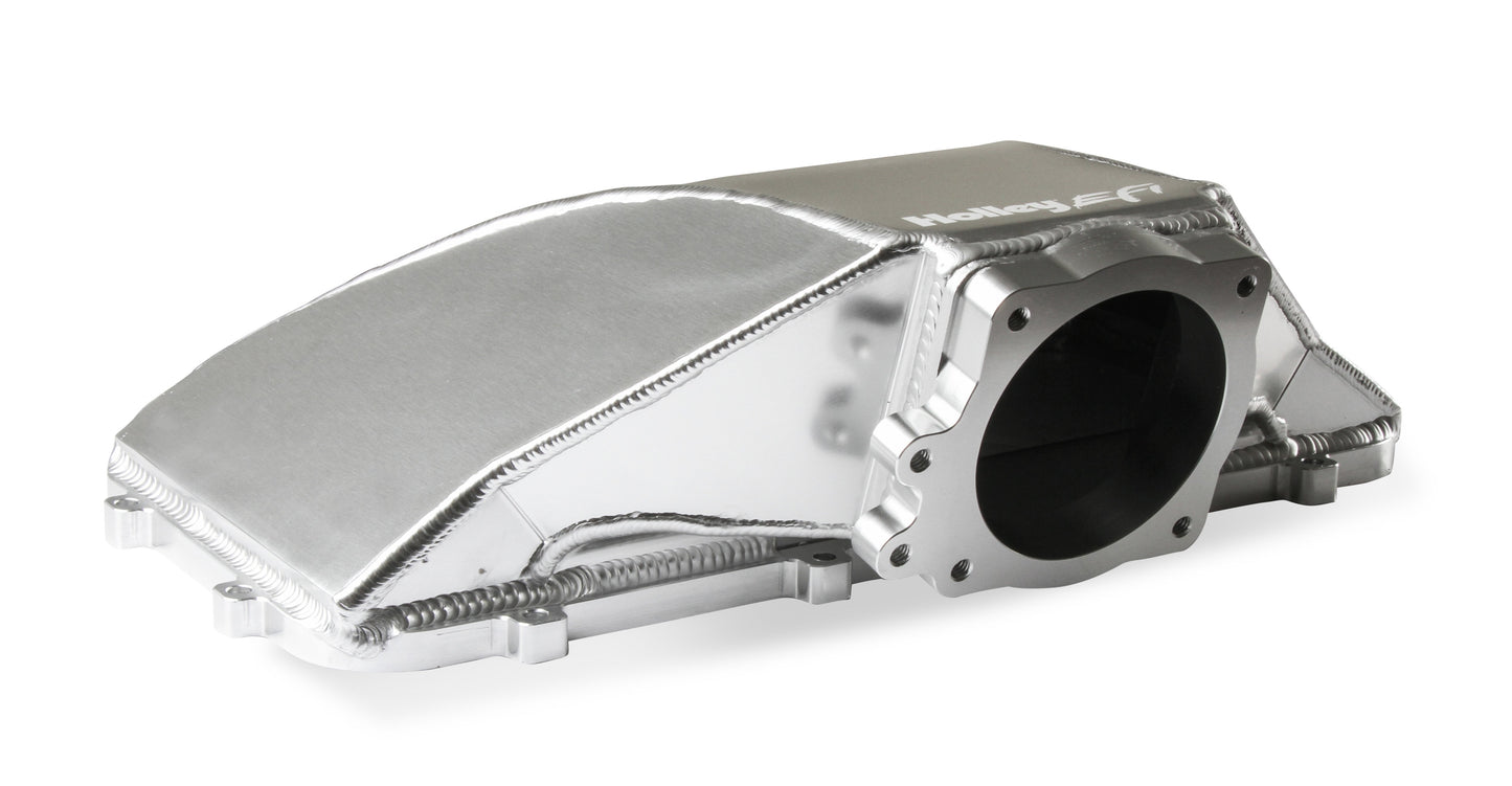 HI-RAM 95MM Fabricated Side Mount Plenum Top - Silver Finish- 86-95 Ford 5.0 Style