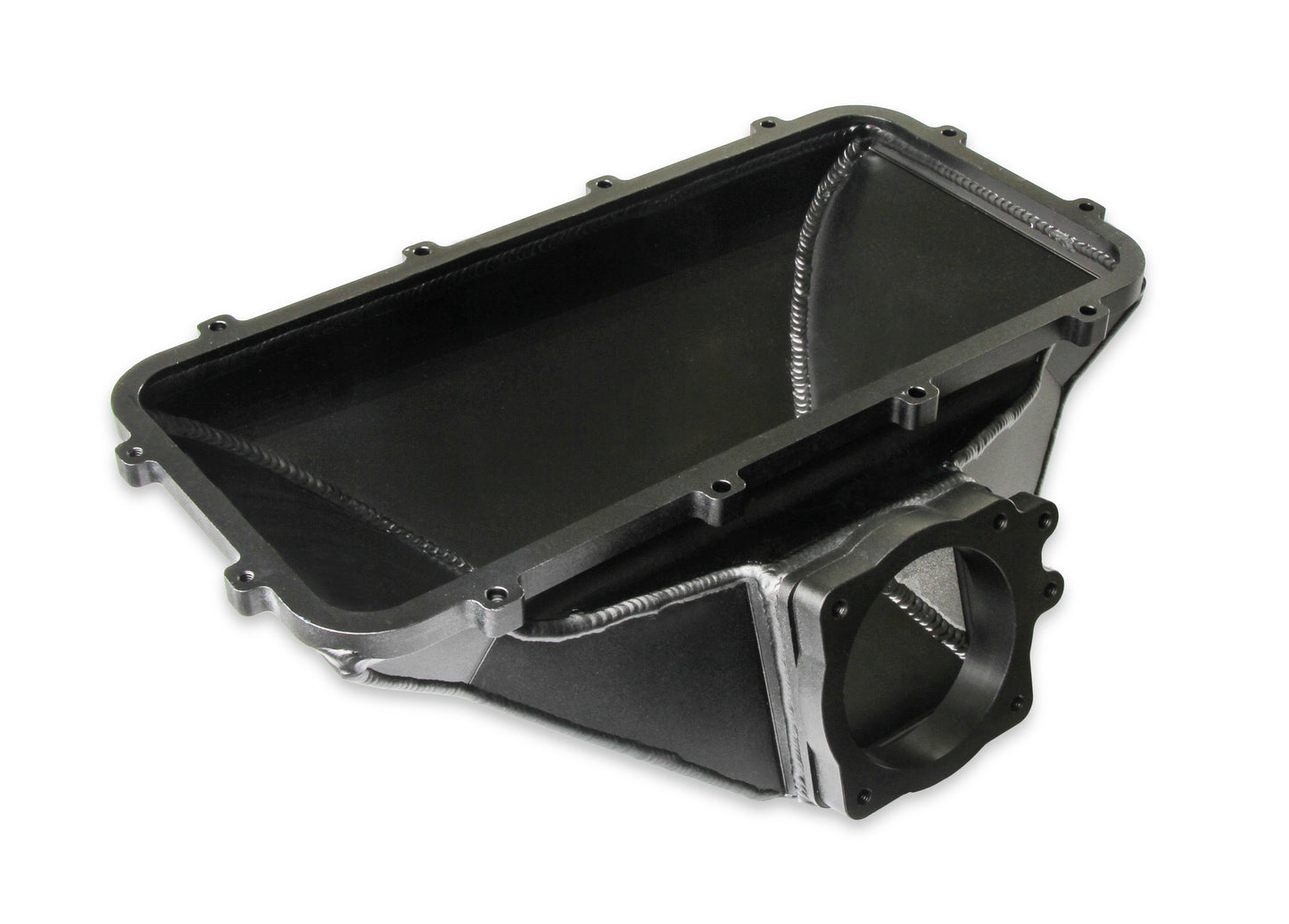 HI-RAM 95MM Fabricated Side Mount Plenum Top - Black Finish- 86-95 Ford 5.0 Style