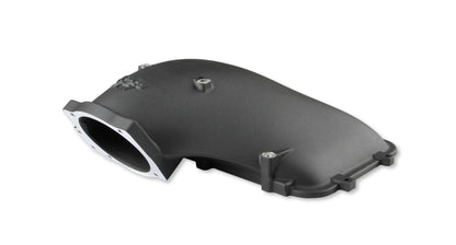 8.2" SBF Ford Hi-Ram Intake Manifold with 105mm 1986-95 Ford 5.0 Throttle Body Flange Side Mount Top. Black