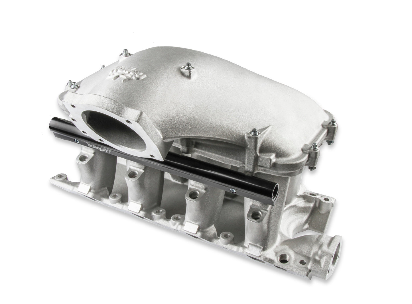 8.2" SBF Ford Hi-Ram Intake Manifold with 95mm 1986-95 Ford 5.0 Throttle Body Flange Side Mount Top.