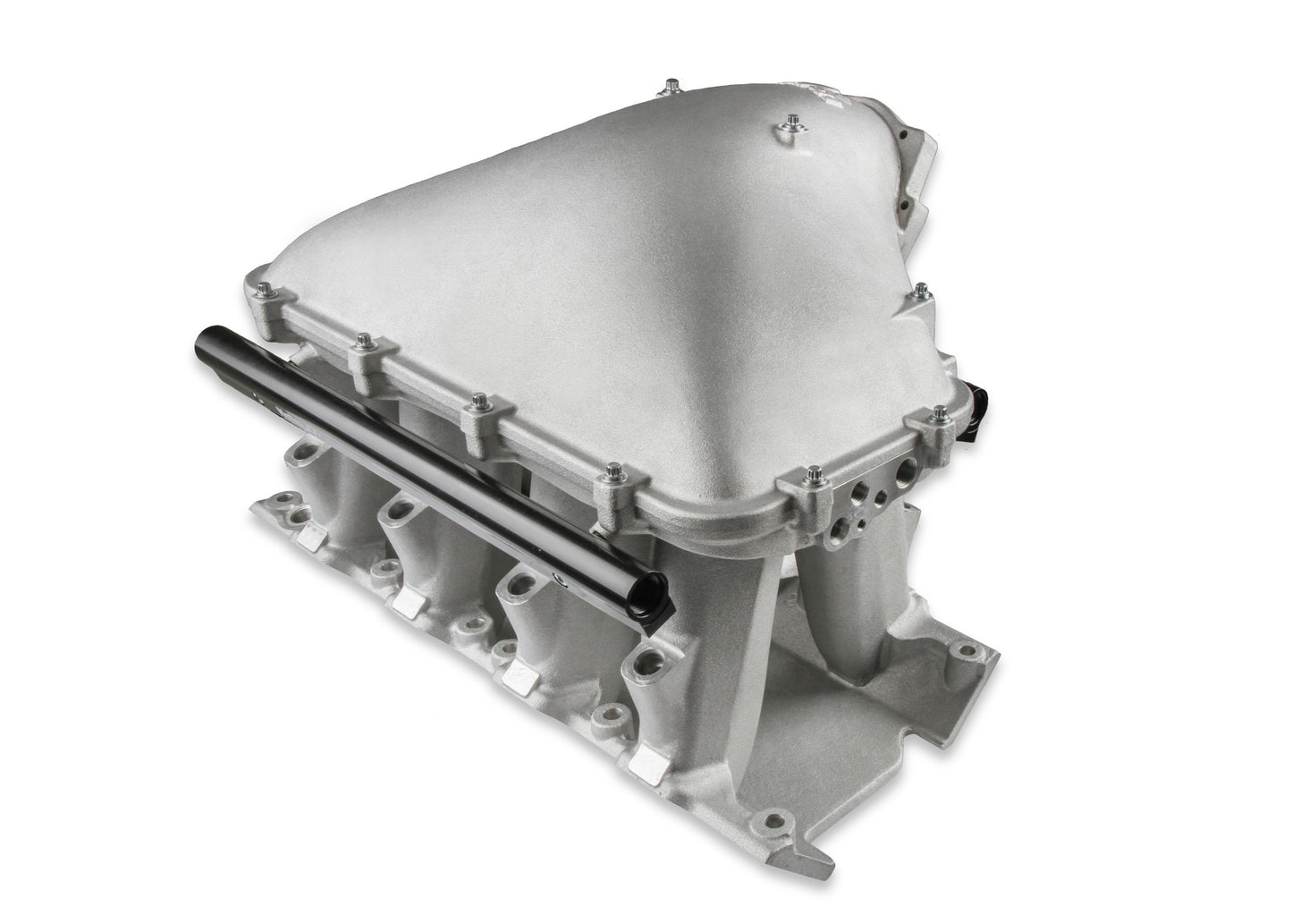 8.2" SBF Ford Hi-Ram Intake Manifold with 105mm 1986-95 Ford 5.0 Throttle Body Flange Side Mount Top.