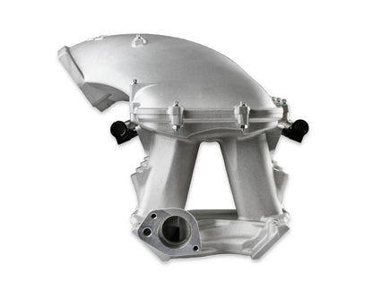 8.2" SBF Ford Hi-Ram Intake Manifold with 105mm 1986-95 Ford 5.0 Throttle Body Flange Side Mount Top.