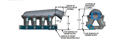 351W Ford Hi-Ram EFI Manifold 95mm LS Throttle Body Flange Top