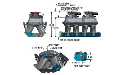 351W Ford Hi-Ram EFI Manifold 95mm LS Throttle Body Flange Top