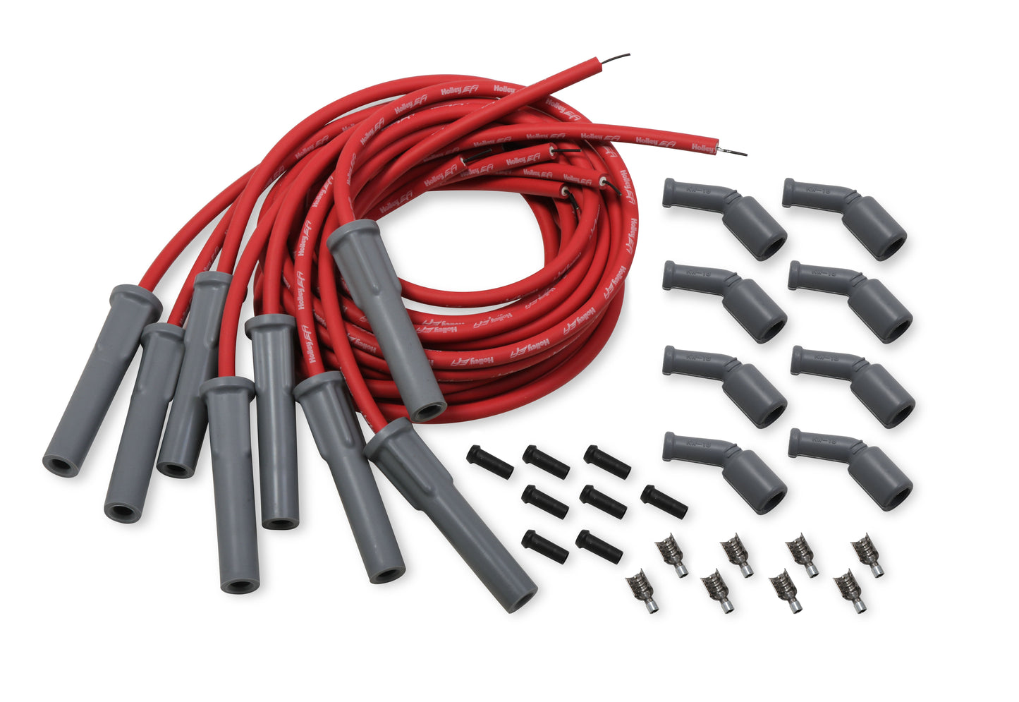 Spark Plug - Cut to Fit- Wire set, Red with Gray 135 degree boots designed for GM LS Engines (For OE Coil)