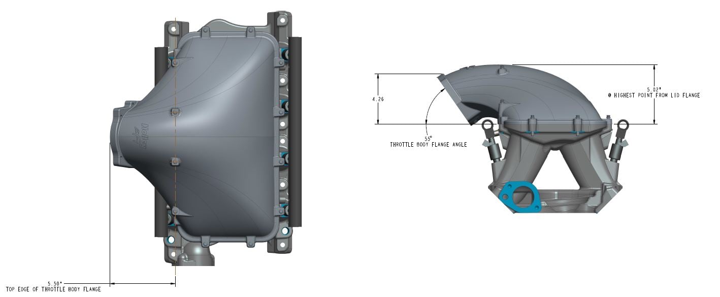 HI-RAM 105MM Cast Side Mount Plenum Top - Cast Finish- GM Style