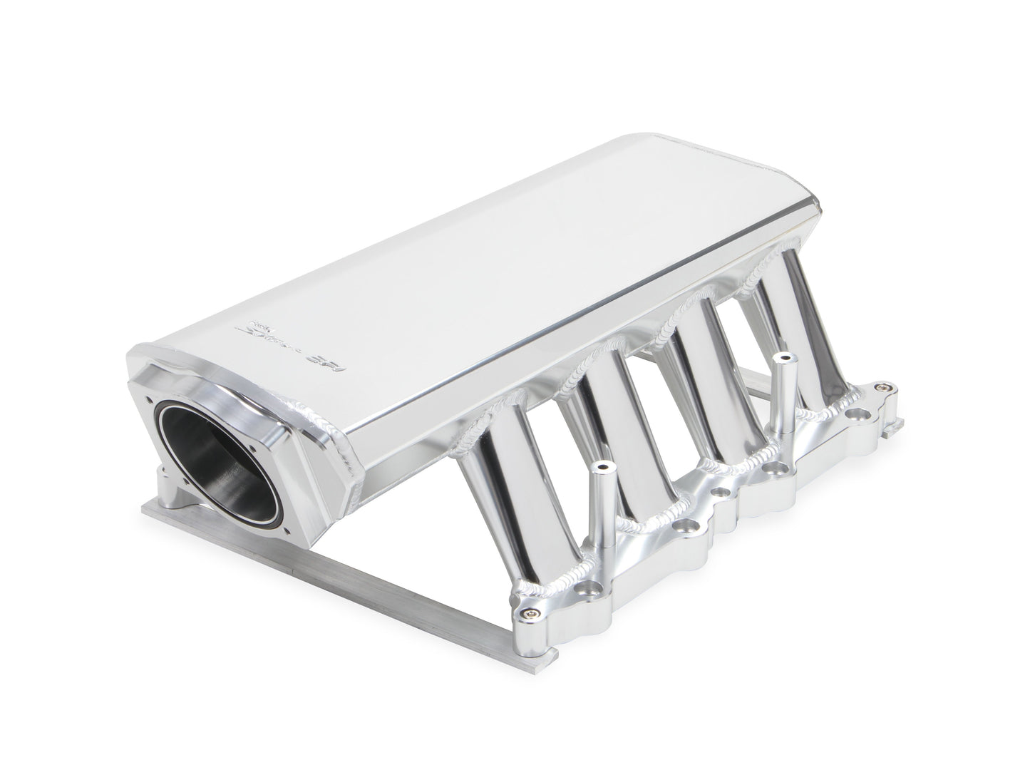 Hi-Ram Sheet Metal Fabricated Intake Manifold 2011-14 Ford 5.0L Coyote 90mm Throttle Body opening + Fuel Rail Kit Silver with Sniper EFI logo