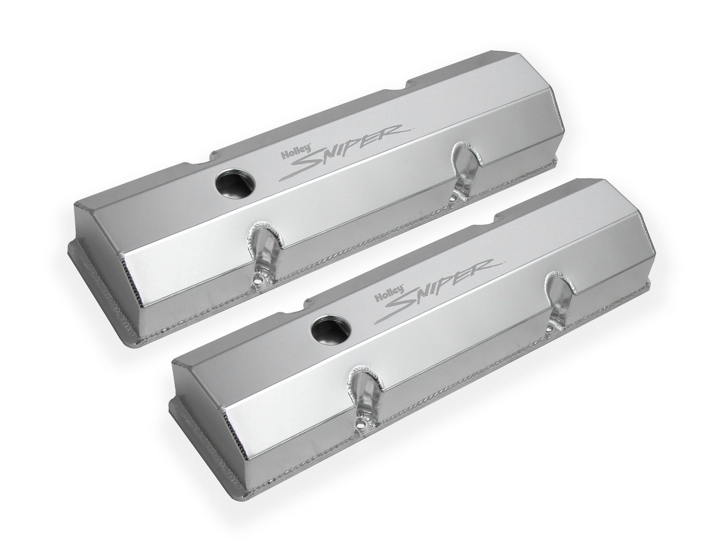 Sniper Valve Cover - Fabricated Aluminum - SBC - Perimeter Bolt - Flat Top - Natural Anodized