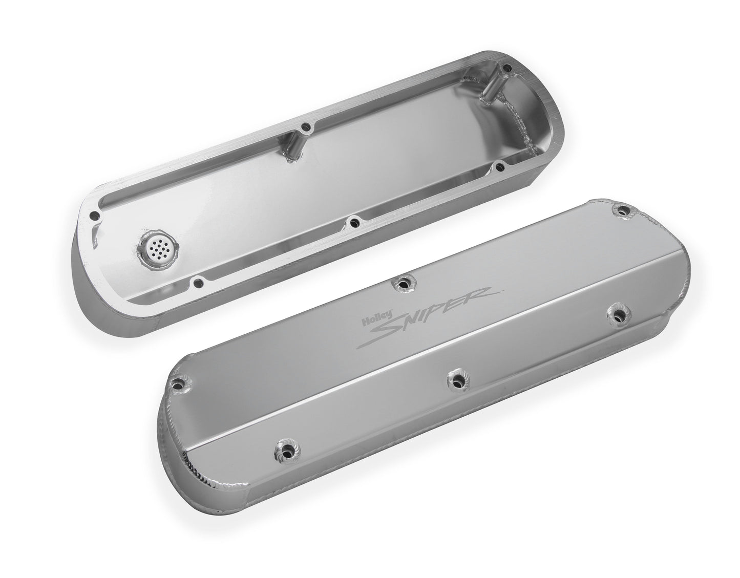 Sniper Valve Cover - Fabricated Aluminum - Ford Small Block - Tall - Tapered Edge - Natural Anodized