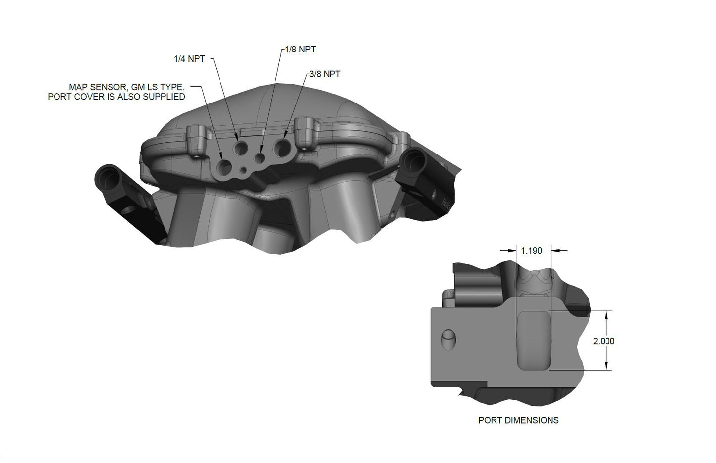 8.2" SBF Ford Hi-Ram EFI Manifold Base-Black